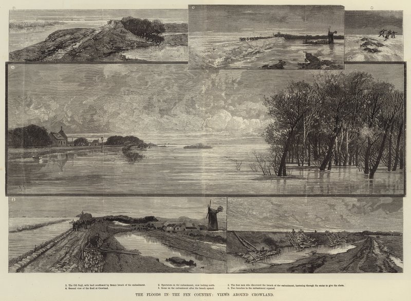 Flommene i Fen Country, utsikt rundt Crowland av Charles Auguste Loye