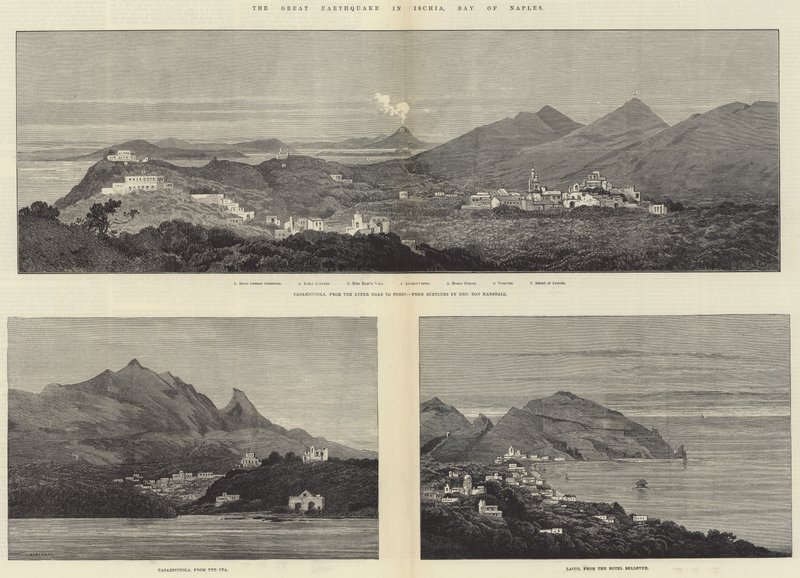 Det store jordskjelvet i Ischia, Napolibukta av Charles Auguste Loye