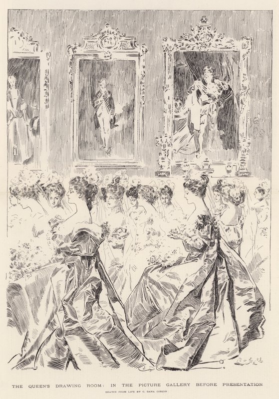 Dronningens stue, i bildegalleriet før presentasjon av Charles Dana Gibson