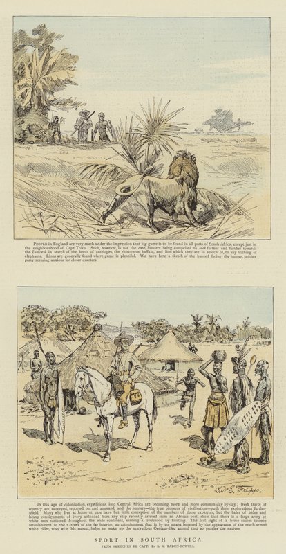 Sport i Sør-Afrika (chromolitho) av Charles Edwin Fripp