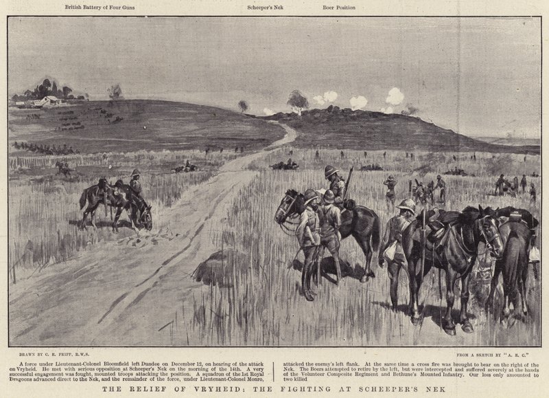 The Relief of Vryheid, kampene ved Scheeper's Nek av Charles Edwin Fripp