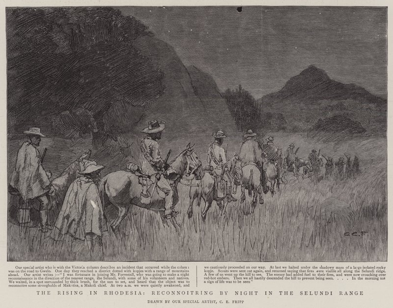 The Rising in Rhodesia, Reconnoiting by Night in the Selundi Range av Charles Edwin Fripp