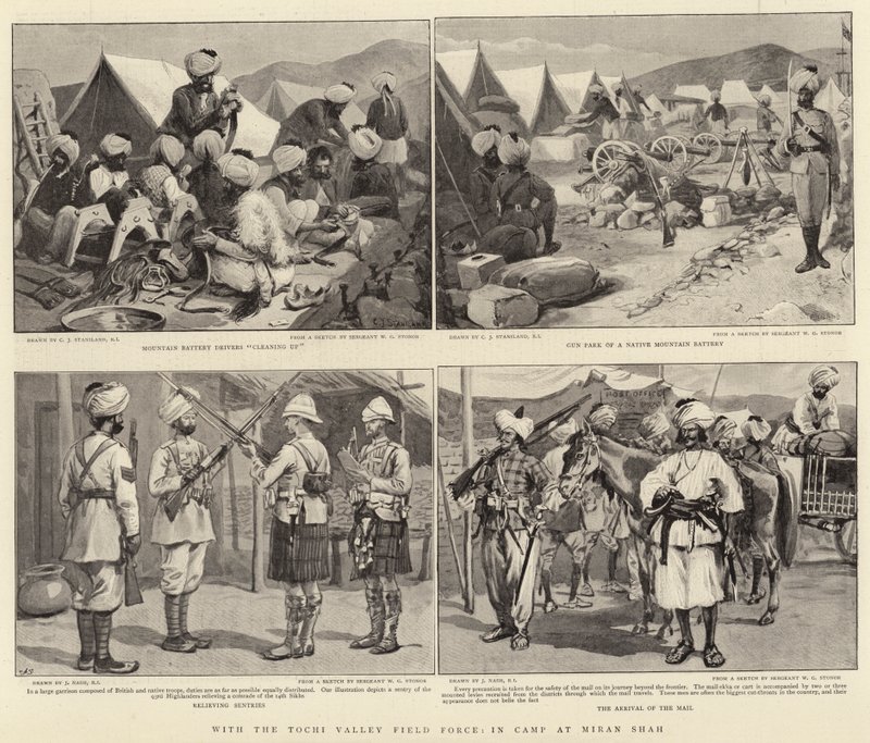 Med Tochi Valley Field Force, i leiren ved Miran Shah av Charles J. Staniland