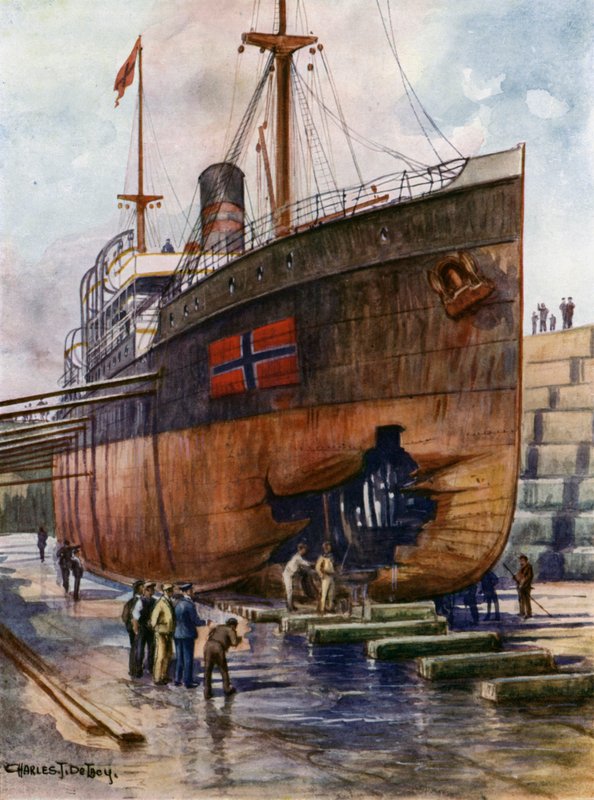 En trampdamper i tørrdokk av Charles John de after Lacy
