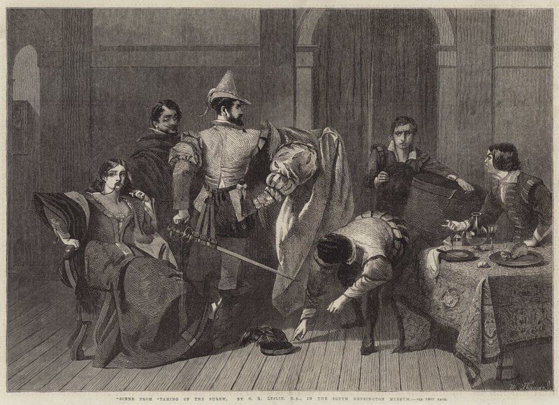 Scene fra Taming of the Shrew av Charles Robert Leslie