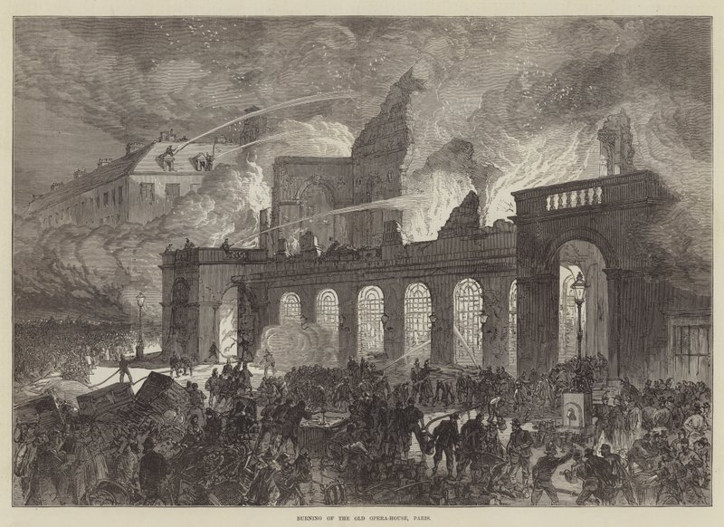 Brenning av det gamle operahuset, Paris av Sir John Charles Robinson
