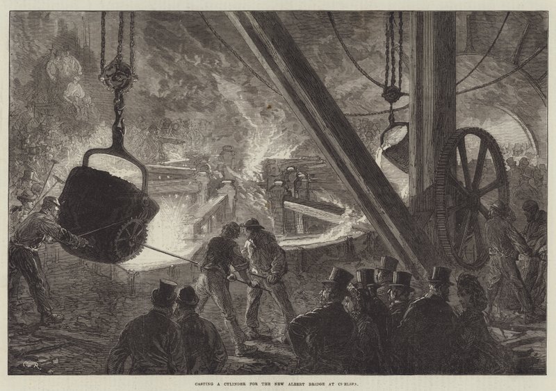 Støper en sylinder for New Albert Bridge i Chelsea av Sir John Charles Robinson