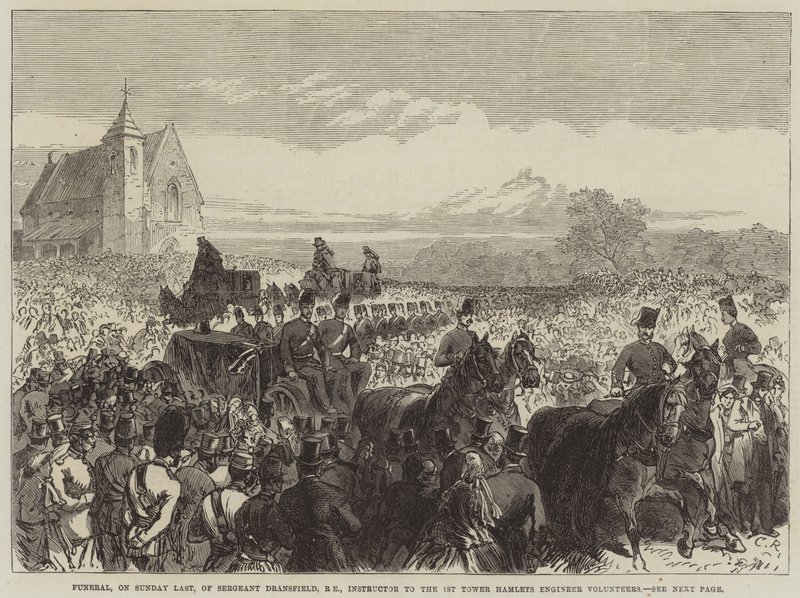 Begravelse, på søndag sist, av sersjant Dransfield, RE, instruktør for 1st Tower Hamlets Engineer Volunteers av Sir John Charles Robinson