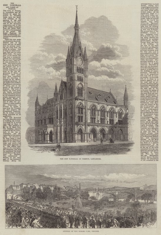 Det nye rådhuset og parkene i Preston av Sir John Charles Robinson