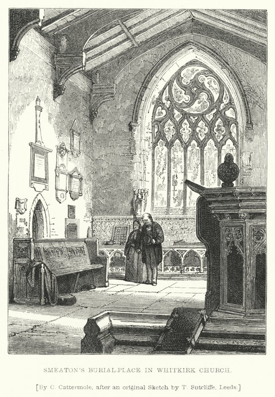 Smeatons gravsted i Whitkirk Church (gravering) av Charles (after) Cattermole