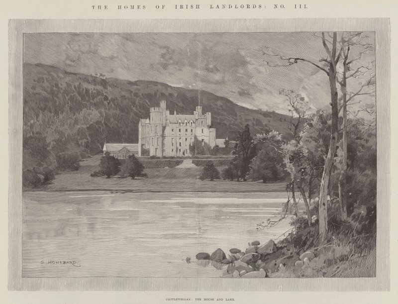 Castlewellan, huset og innsjøen av Charles Auguste Loye