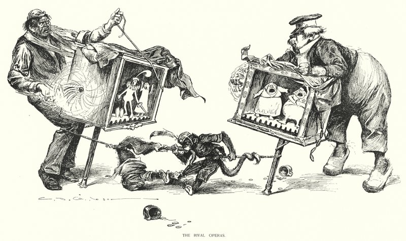 De rivaliserende operaene (litho) av Charles Dana Gibson