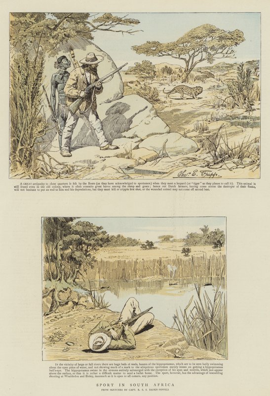 Sport i Sør-Afrika (chromolitho) av Charles Edwin Fripp