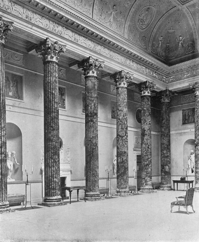 Kedleston Hall: The Marble Hall (s/hvitt bilde) av Charles Latham