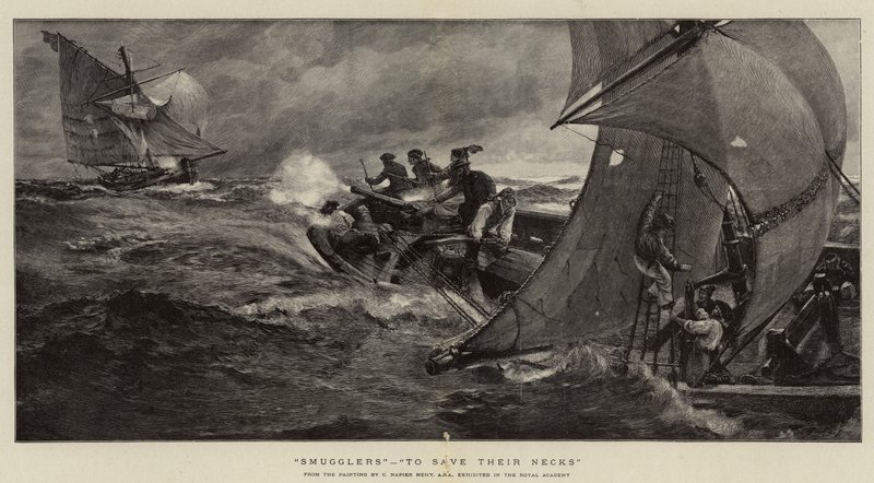 Smuglere, for å redde nakkene deres av Charles Napier Hemy