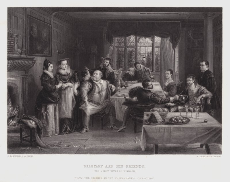 Falstaff og hans venner (gravering) av Charles Robert (after) Leslie