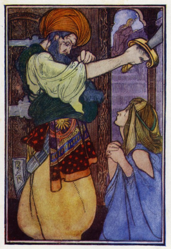 Blått skjegg (farge litho) av Charles Robinson