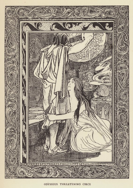 Odysseus truer Circe av Sir John Charles Robinson