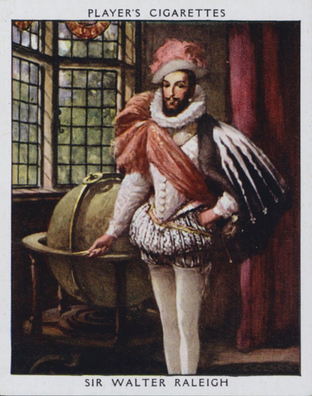 Sir Walter Raleigh (farge litho) av Christopher (after) Clark