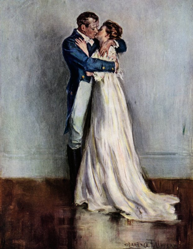 Ae Fond Kiss (farge litho) av Clarence F. Underwood