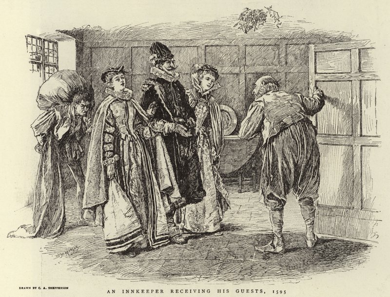 En gjestgiver som mottar sine gjester, 1595 av Claude Shepperson