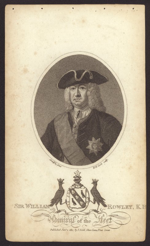 Sir William Rowley , britisk admiral (gravering) av Claude Arnulphy