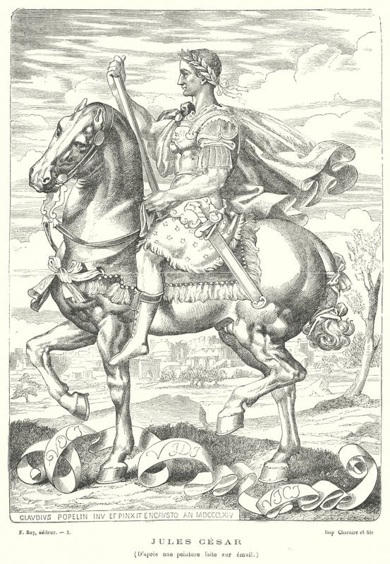 Julius Caesar , romersk soldat og politiker (gravering) av Claudius Popelin