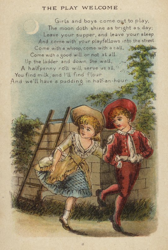 Barnerim: The Play Welcome (chromolitho) av Constance Haslewood