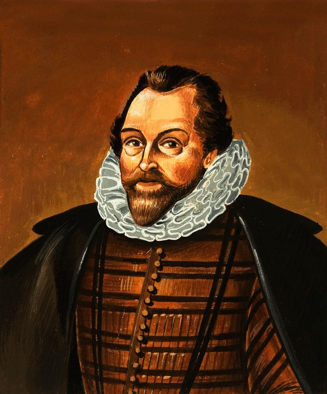 Sir Francis Drake (gouache på papir) av Dan Escott