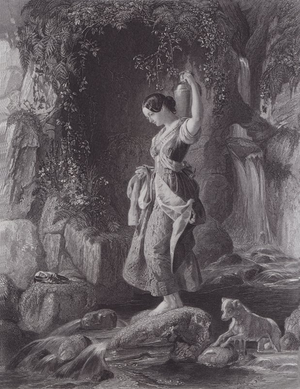 Nymfen til fossen (gravering) av Daniel (after) Maclise