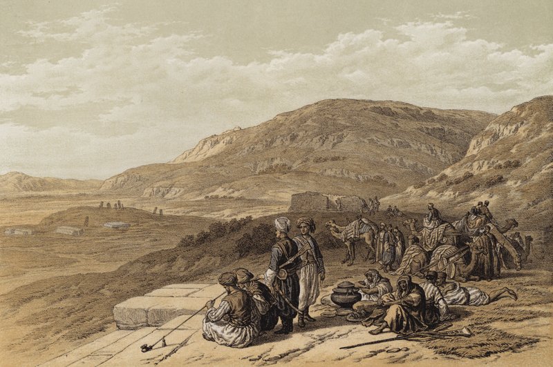 Jakobs brønn i Sikem (farge litho) av David (after) Roberts