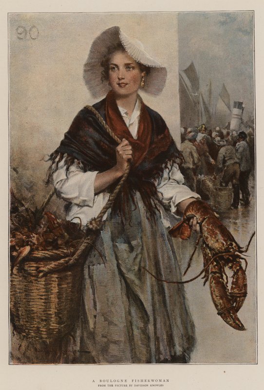 En Boulogne Fisherwoman (chromolitho) av Davidson Knowles