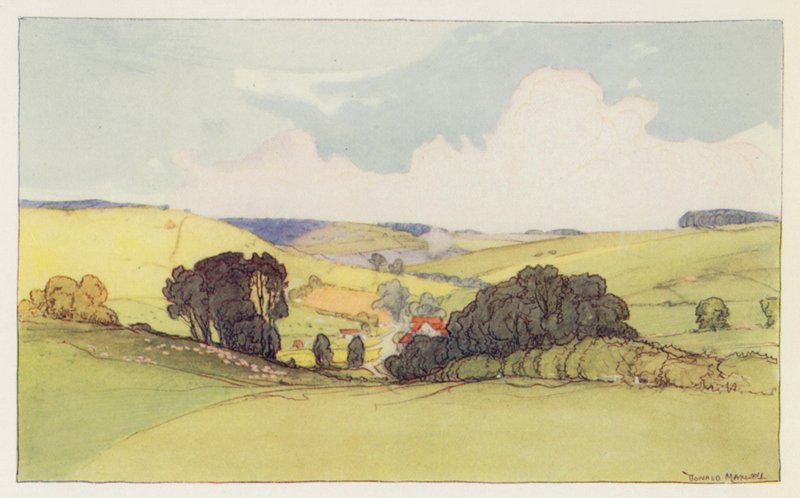 Nær Winterbourne Abbar (farge litho) av Donald (after) Maxwell