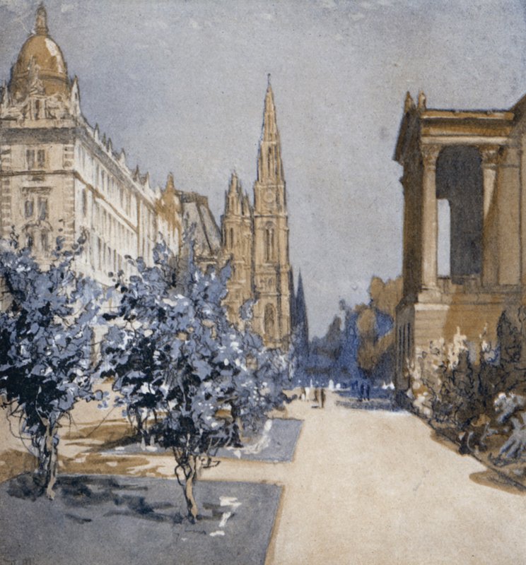 Wien i sikte (farge litho) av Donald (after) Maxwell