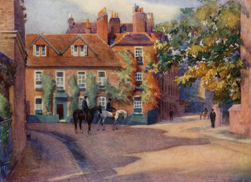 Eton: Common Lane House (farge litho) av E. D. Brinton