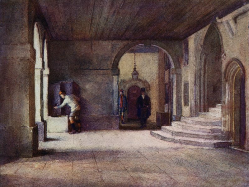 Eton: The Cloisters (farge litho) av E. D. Brinton