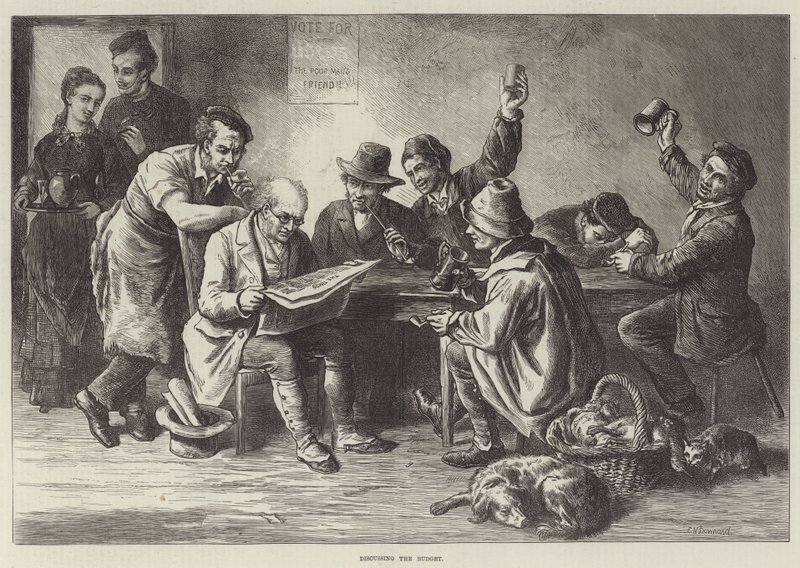 Diskuterer budsjettet av Ebenezer Newman Downard