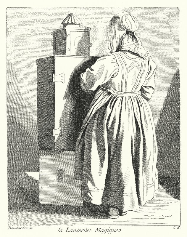 The Magic Lantern (gravering) av Edmé (after) Bouchardon