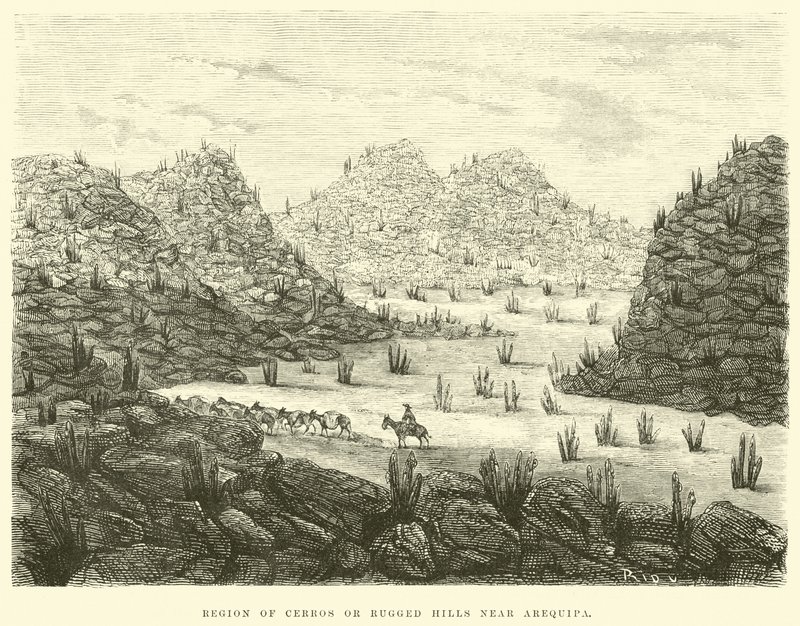 Regionen Cerros eller robuste åser nær Arequipa av Edouard Riou