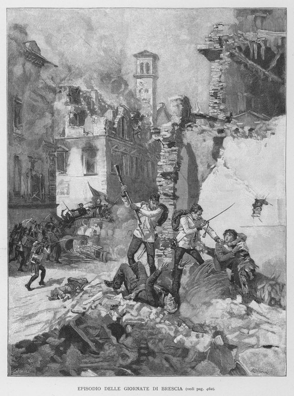 Episode fra The Days of Brescia (gravering) av Edouardo Matania