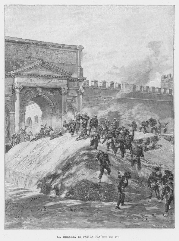 Breccia av Porta Pia (gravering) av Edouardo Matania
