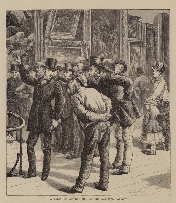 Et parti av arbeidere på Nasjonalgalleriet av Edward Frederick Brewtnall