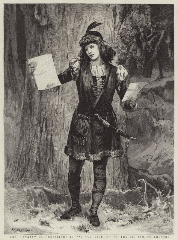 Fru Langtry som Rosalind i As You Like It på St James's Theatre av Edward Frederick Brewtnall