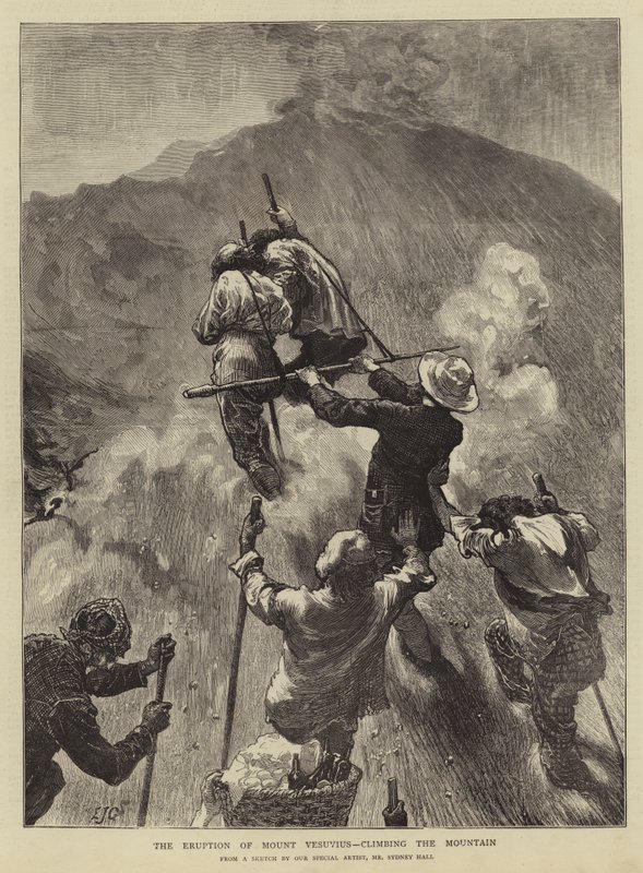 Vesuvs utbrudd, klatring på fjellet av Edward John Gregory