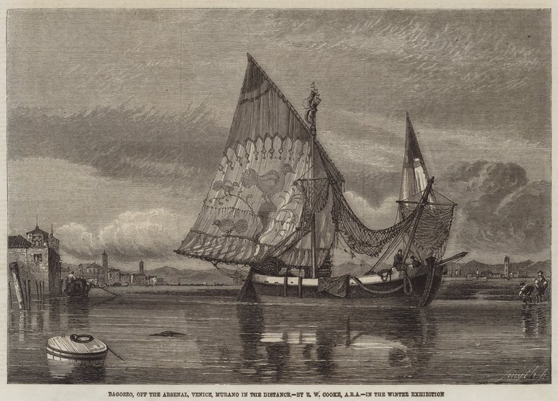 Bagozzo, utenfor Arsenal, Venezia, Murano i det fjerne av Edward William Cooke