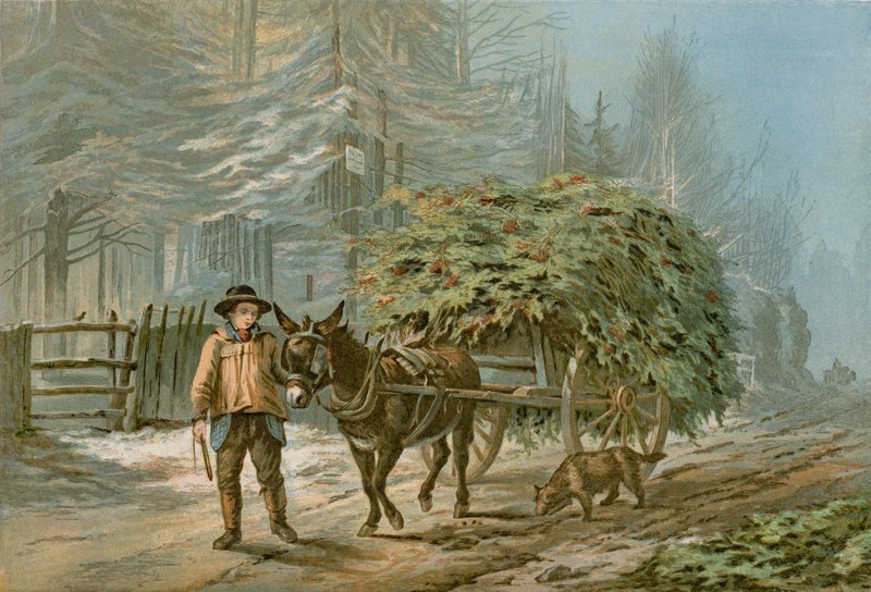 The Holly Cart (farge litho) av Edward (after) Duncan