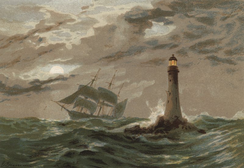 Moonlight, Eddystone fyrtårn av Edward Duncan