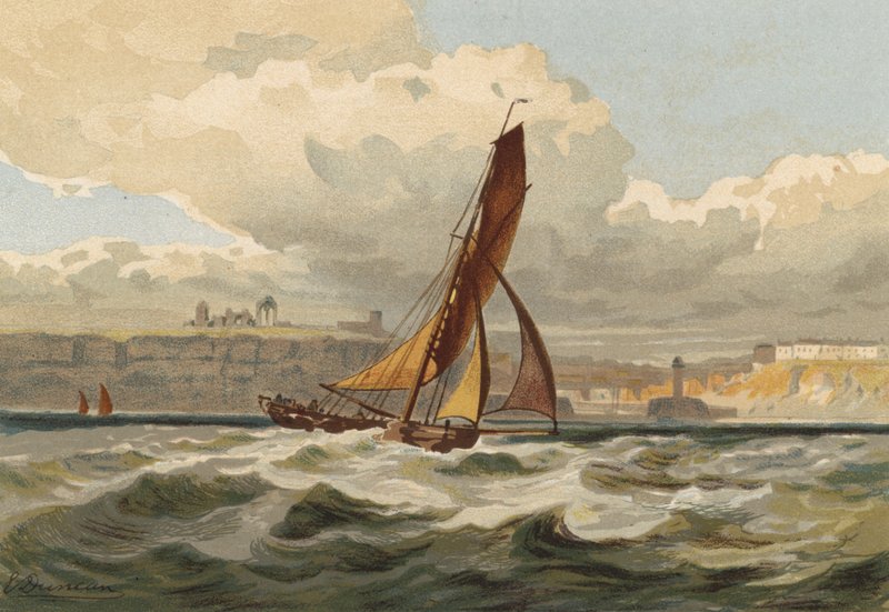 Smack passerer Whitby av Edward Duncan