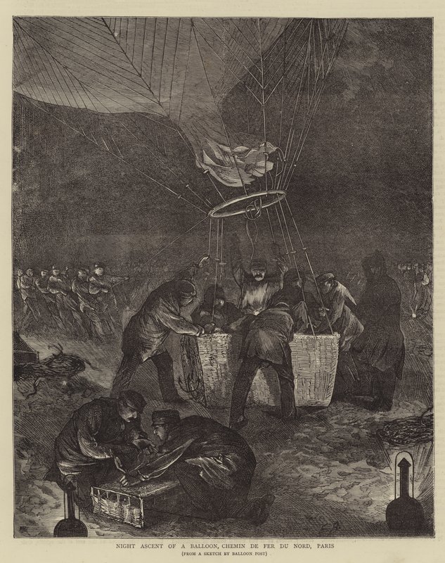 Night Ascent of a Balloon, Chemin de Fer du Nord, Paris av Edwin Buckman