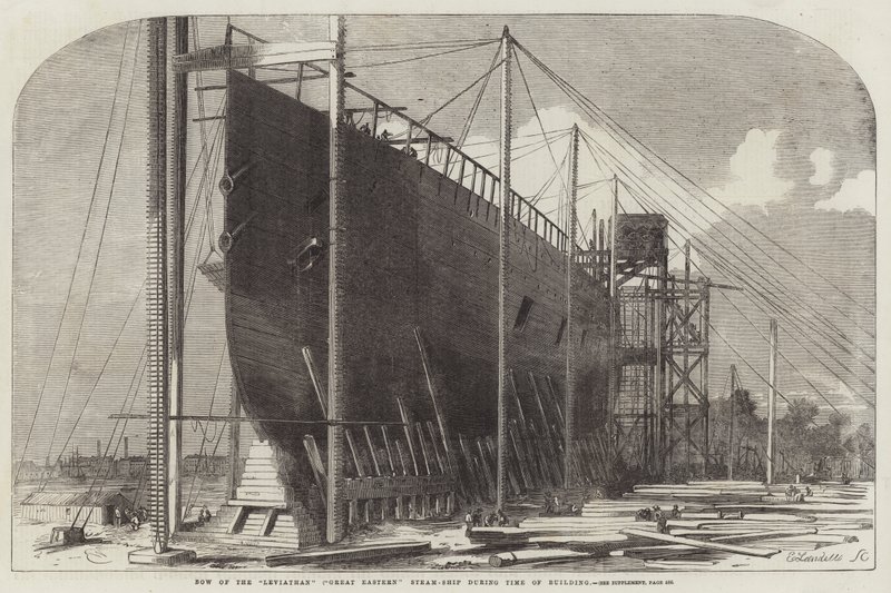 Bow of the Leviathan (Great Eastern) dampskip under byggetiden av Edwin Weedon